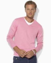 Crafted from luxurious Pima cotton, this lightweight classic-fitting sweater is the perfect preppy layering piece. Crafted from luxurious Pima cotton, this lightweight classic-fitting sweater is the perfect preppy layering piece.