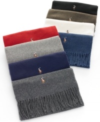 Wrap up in the ultimate luxury of this warm Italian lambswool scarf from Polo Ralph Lauren. Wrap up in the ultimate luxury of this warm Italian lambswool scarf from Polo Ralph Lauren.
