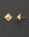 These glimmering pyramid posts are a graphic new twist on classic stud earrings.