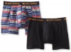 HUGO BOSS Men's striped Innovation 2 Pack Cyclist Boxer, Black/Multicolored, Medium