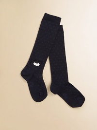 A cozy-chic polka-dot pair, with a grograin bow and mother-of-pearl adornment at the ankle.85% cotton/13% polyamide/2% elastaneMachine washMade in France A cozy-chic polka-dot pair, with a grograin bow and mother-of-pearl adornment at the ankle.85% cotton/13% polyamide/2% elastaneMachine washMade in France