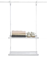 Meet your dream closet. It's easy to add extra shelving to your cluttered closet-no tools or installation required. This innovative idea simply attaches to your existing shelving & nearly doubles your space & organizes it, too. 1-year warranty. Meet your dream closet. It's easy to add extra shelving to your cluttered closet-no tools or installation required. This innovative idea simply attaches to your existing shelving & nearly doubles your space & organizes it, too. 1-year warranty.