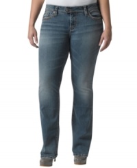 Finished by a medium wash, Silver Jeans' plus size bootcut jeans are essentials for your casual wardrobe. (Clearance) Finished by a medium wash, Silver Jeans' plus size bootcut jeans are essentials for your casual wardrobe. (Clearance)