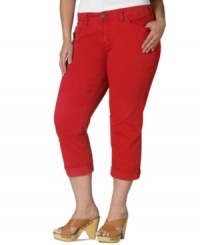 Refresh your style for spring with Silver Jeans' plus size capri jeans, flaunting a red wash! (Clearance) Refresh your style for spring with Silver Jeans' plus size capri jeans, flaunting a red wash! (Clearance)