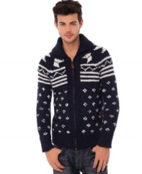 Buffalo David Bitton's fairisle zip sweater is the perfect cozy topper for the dapper gentleman in need of a casual makeover. Buffalo David Bitton's fairisle zip sweater is the perfect cozy topper for the dapper gentleman in need of a casual makeover.