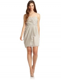 THE LOOKAllover metallic printRuched bustCascading ruffle detailSide zip closureTHE FITAbout 25 from top to hemTHE MATERIALPolyesterFully linedCARE & ORIGINDry cleanImportedModel shown is 5'10½ (179cm) wearing US size Small. THE LOOKAllover metallic printRuched bustCascading ruffle detailSide zip closureTHE FITAbout 25 from top to hemTHE MATERIALPolyesterFully linedCARE & ORIGINDry cleanImportedModel shown is 5'10½ (179cm) wearing US size Small.
