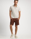 Summer will be a breeze when sporting these classic-fitting shorts, with over sized front pockets, neatly woven in a cool, cotton and linen blend.Flat-front styleSide slash, back flap pocketsInseam, about 1075% cotton/25% linenDry cleanImported