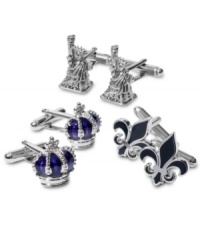 Symbolic and historical novelty cufflinks by Geoffrey Beene. Symbolic and historical novelty cufflinks by Geoffrey Beene.