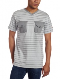 Southpole Men's Printed Stripe Utility Pockets Accent V-Neck Tee Southpole Men's Printed Stripe Utility Pockets Accent V-Neck Tee