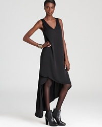 A modern take on the LBD, this BCBGMAXAZRIA dress is simple and chic, accented with a floor-grazing high/low hem. A modern take on the LBD, this BCBGMAXAZRIA dress is simple and chic, accented with a floor-grazing high/low hem.