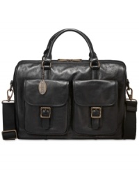 A modern take on the vintage briefcase, Fossil's Estate top zip work bag features a functional design with a laid-back style. Crafted in striped herringbone with a hand-burnished leather trim, it has ample pockets to accommodate all your most-loved tech accessories. A modern take on the vintage briefcase, Fossil's Estate top zip work bag features a functional design with a laid-back style. Crafted in striped herringbone with a hand-burnished leather trim, it has ample pockets to accommodate all your most-loved tech accessories.