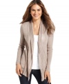 This chic crocheted petite cardigan from Elementz adds a perfect layer of warmth and style to your look.