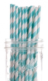 Dress My Cupcake Aqua Striped Paper Straws, 25-Pack Dress My Cupcake Aqua Striped Paper Straws, 25-Pack