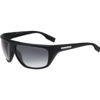 Hugo Boss 0441/S Men's Polarized Rectangular Full Rim Designer Sunglasses - Matte Black/Gray / Size 64/16-120