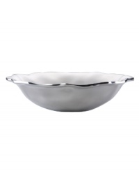 Pretty and polished, this Organics bowl from Lenox's collection of serveware and serving dishes combines a natural shape in bright aluminum with a playful ruffled edge. Pretty and polished, this Organics bowl from Lenox's collection of serveware and serving dishes combines a natural shape in bright aluminum with a playful ruffled edge.
