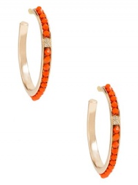 GUESS Gold-Tone Hoop Earrings with Coral-Color GUESS Gold-Tone Hoop Earrings with Coral-Color