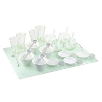 Perfect for presenting tasty bites of mise en bouche, favorite appetizers or sweet treats, 10 Strawberry Street's set includes 8 glasses, 8 porcelain dishes, 4 porcelain spoons, 4 stainless steel spoons and a glass tray. Perfect for presenting tasty bites of mise en bouche, favorite appetizers or sweet treats, 10 Strawberry Street's set includes 8 glasses, 8 porcelain dishes, 4 porcelain spoons, 4 stainless steel spoons and a glass tray.