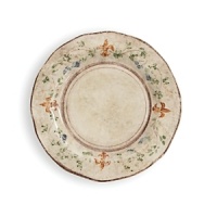 Hand-painted fleurs-de-lis and vines combine with uneven edges to add old world charm to Arte Italica's Medici collection. Hand-painted fleurs-de-lis and vines combine with uneven edges to add old world charm to Arte Italica's Medici collection.
