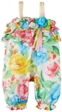 Bonnie Baby-Girls Newborn Cabbage Rose Print Coverall Bonnie Baby-Girls Newborn Cabbage Rose Print Coverall