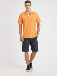 Refreshing twist on a classic silhouette, with contrast top stitch placket detail, crafted in superior soft cotton.Three-button placketChest patch pocketCottonMachine washImported Refreshing twist on a classic silhouette, with contrast top stitch placket detail, crafted in superior soft cotton.Three-button placketChest patch pocketCottonMachine washImported