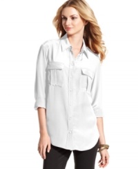 A bright silk blouse is this season's must-have. TWO by Vince Camuto's latest top makes easy work of dressing stylishly. A bright silk blouse is this season's must-have. TWO by Vince Camuto's latest top makes easy work of dressing stylishly.
