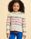 Covered in the names of famous locales like London and Paris, this crewneck sweater is perfect for the little cosmopolite.Ribbed crewneckButton closure at shoulderLong sleeves with ribbed cuffsRibbed hem39% polyamide/33% wool/14% modal/12% viscose/2% alpacaDry cleanImported