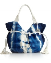 A far out bag that'll add some '60's cool to your modern day look. The Woodstock Shoulder Bag from Red by Marc Ecko features a tie dye-inspired exterior, silvertone hardware and a unique drawstring accent with tassels at sides. A far out bag that'll add some '60's cool to your modern day look. The Woodstock Shoulder Bag from Red by Marc Ecko features a tie dye-inspired exterior, silvertone hardware and a unique drawstring accent with tassels at sides.