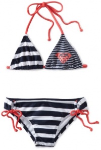 Roxy Kids Girls 7-16 Tiki Tri Swimwear Set, Open Ocean Stripe, 12