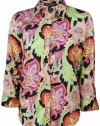 Lauren Ralph Lauren Women's Bright Floral Shirt PM Black Multi
