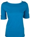 Charter Club Womens Short Sleeve Wide Neck Top