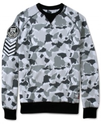 Join the army of style with this camo printed Rocawear sweatshirt. Join the army of style with this camo printed Rocawear sweatshirt.