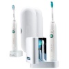 Philips Sonicare HX6733/70 HealthyWhite 3 Mode Premium Edition Rechargeable Toothbrush 2 Sets (2 handles, 2 brush heads, 1 Hydro Clean UV Sanitizer with Integrated Charger, 1 Travel charger, 2 Travel cases)