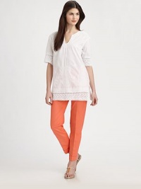 A classic cuffed design that also happens to offer the coveted pop of color, making this a true must-have.Hook-and-eye closureFront pocketsCuffed hemBack waist dartsInseam, about 30Rise, about 1196% cotton/4% elastaneDry cleanImported of Italian fabric Model shown is 5'10 (177cm) wearing US size 4. A classic cuffed design that also happens to offer the coveted pop of color, making this a true must-have.Hook-and-eye closureFront pocketsCuffed hemBack waist dartsInseam, about 30Rise, about 1196% cotton/4% elastaneDry cleanImported of Italian fabric Model shown is 5'10 (177cm) wearing US size 4.