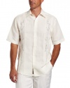Cubavera Men's Big-Tall Short Sleeve Tuck Panel Ornate Embroidered Shirt