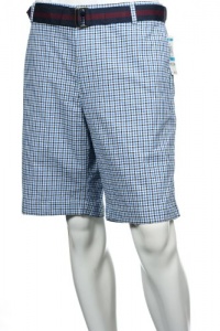 Club Room Men's Blue Checked Flat Front Walking Shorts Club Room Men's Blue Checked Flat Front Walking Shorts