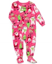 Get her ready for a visit from Santa in this cute and cuddly fleece holiday sleeper from Carter's. Get her ready for a visit from Santa in this cute and cuddly fleece holiday sleeper from Carter's.