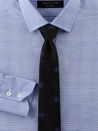 A sartorial dress standard, woven in fine silk and embroidered with an allover dagger motif, for an unforgettable style statement.SilkDry cleanMade in USA A sartorial dress standard, woven in fine silk and embroidered with an allover dagger motif, for an unforgettable style statement.SilkDry cleanMade in USA