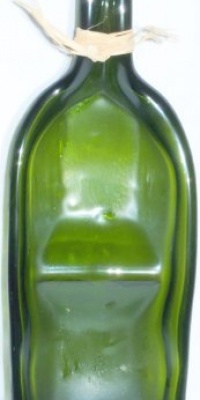Upcycled, Melted, Slumped Green Wine Bottle Dual Condiment Upcycled, Melted, Slumped Green Wine Bottle Dual Condiment