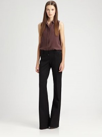 An impeccably-tailored straight-leg design articulated in lightweight wool crepe.Tab-front waistBelt loopsZip-flySlash pocketsPleated legsRise, about 9Inseam, about 3294% wool/3% Lycra/3% polyamideDry cleanMade in USA of Italian fabricModel shown is 5'9½ (176cm) wearing US size 4. An impeccably-tailored straight-leg design articulated in lightweight wool crepe.Tab-front waistBelt loopsZip-flySlash pocketsPleated legsRise, about 9Inseam, about 3294% wool/3% Lycra/3% polyamideDry cleanMade in USA of Italian fabricModel shown is 5'9½ (176cm) wearing US size 4.