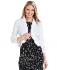 Charter Club's ruffled cropped cardigan is a must-have layering piece with anything from separates to dresses! Charter Club's ruffled cropped cardigan is a must-have layering piece with anything from separates to dresses!