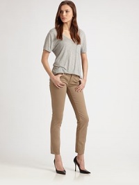 Sleek and slim in lightweight stretch denim, tailored in sophisticated ankle crop.THE FITSlim fitRise, about 7Inseam, about 30THE DETAILSZip flyFive-pocket style41% supima cotton/39% cotton/15% modal/5% polyurethaneMachine washMade in USA of imported fabricModel shown is 5'10 (177cm) wearing US size 4. Sleek and slim in lightweight stretch denim, tailored in sophisticated ankle crop.THE FITSlim fitRise, about 7Inseam, about 30THE DETAILSZip flyFive-pocket style41% supima cotton/39% cotton/15% modal/5% polyurethaneMachine washMade in USA of imported fabricModel shown is 5'10 (177cm) wearing US size 4.