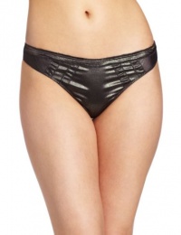 Calvin Klein Women's Satin Sctructure Thong, Gunmetal, Small Calvin Klein Women's Satin Sctructure Thong, Gunmetal, Small
