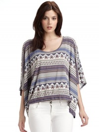 Exotic elephant patterns highlight this oversized style with stylishly drapey sleeves.Scoop neckline Short sleeves About 26 from shoulder to hem Modal; machine wash Imported Exotic elephant patterns highlight this oversized style with stylishly drapey sleeves.Scoop neckline Short sleeves About 26 from shoulder to hem Modal; machine wash Imported