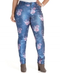 Score one of the season's must-have looks with Hot Kiss' plus size printed skinnies, flaunting a metallic finish! Score one of the season's must-have looks with Hot Kiss' plus size printed skinnies, flaunting a metallic finish!