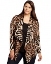 Karen Kane Women's Plus-Size Cheetah Drape Jacket