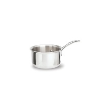 This Tri-Ply Calphalon sauce pan features a cool V stainless steel handle. Classic vessel design, induction capable magnetic stainless steel exterior. This Tri-Ply Calphalon sauce pan features a cool V stainless steel handle. Classic vessel design, induction capable magnetic stainless steel exterior.