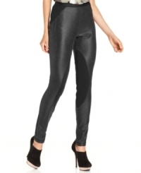 Textured faux leather and panel details make these RACHEL Rachel Roy leggings a must-have for a fashion-forward fall look!