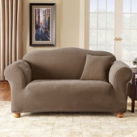 Stretch Pique Sofa Slipcover - Taupe