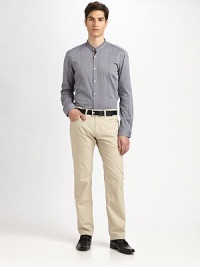 Spring and summer weekends are a breeze in this versatile, cotton sportshirt, highlighted by smooth, straight-fit and a mandarin collar for a laid-back, relaxed feel.Button-frontMandarin collarCottonMachine washImported Spring and summer weekends are a breeze in this versatile, cotton sportshirt, highlighted by smooth, straight-fit and a mandarin collar for a laid-back, relaxed feel.Button-frontMandarin collarCottonMachine washImported