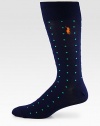 A dynamic dot-print pattern in a bold hue woven in soft, breathable stretch cotton.Mid-calf height57% cotton/37% nylon/3% rubber/2% spandex/1% other fibersMachine washImported